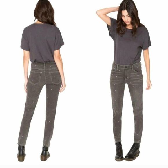 Free People x Sandrine Rose Polka Grey Stretchy Skinny Jeans Women's Size 26 - Picture 1 of 8